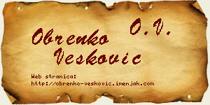 Obrenko Vesković vizit kartica